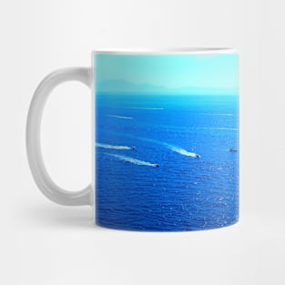 View at the Tyrrhenian Sea and boats from Isola di Procida Mug